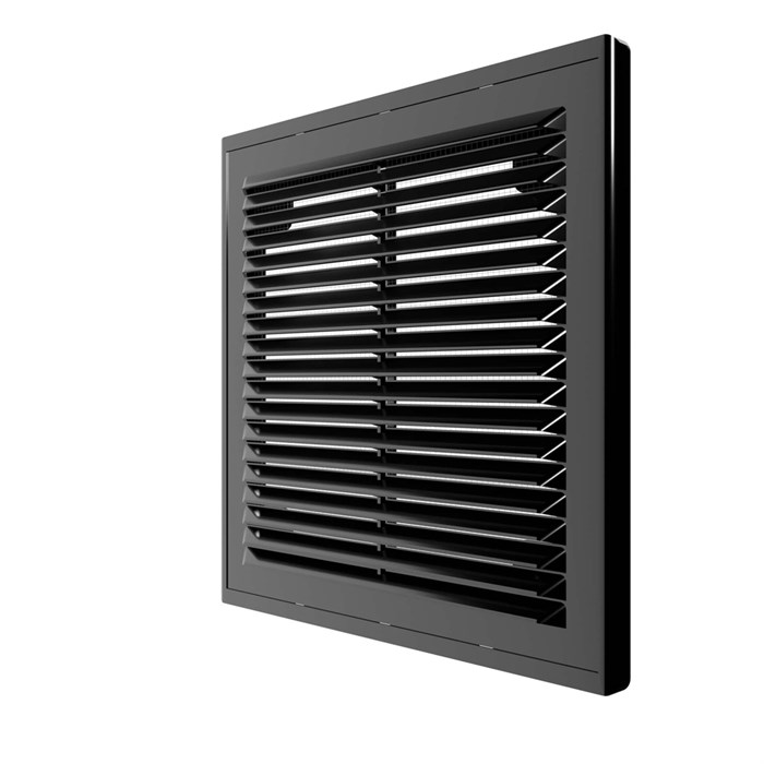 Решетка вент. 210*210 2121Р Black ж/наклонные с сеткой, разъемная ERA 2121Р Black