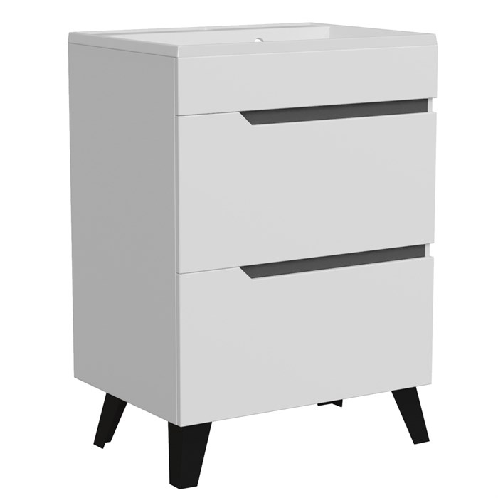 Тумба д/ванной "ОРИОН-60" 2 ящика белый/графит под рак."ЛАЙН 60" мебельный (MIXLINE) (ПВХ) НФ-00006233