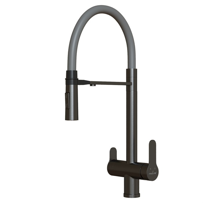 Смеситель для кухни 35k MIXLINE MLSS-0401BL серый гиб. излив магнит, подкл.к фильтру, ЧЕРНЫЙ ГРАФИТ MLSS-0401BL серый