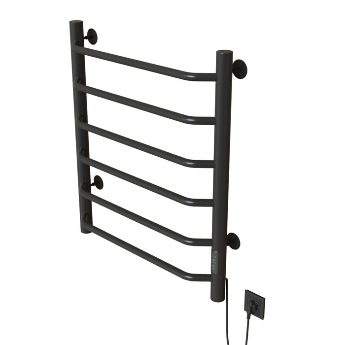 Полотенцесушитель MIXLINE MIRA  80х50 (таймер, 253 Вт, 6 перекладин) электрический ГРАФИТ ML-557650