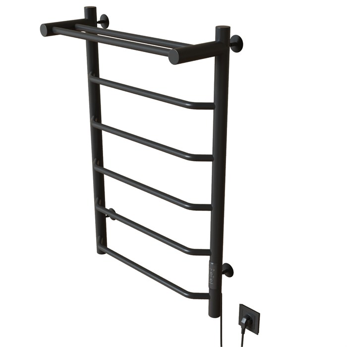 Полотенцесушитель MIXLINE MIRA  80х50 (таймер, 336 Вт, 5 перекладин + ПОЛКА) электрический ГРАФИТ ML-557651