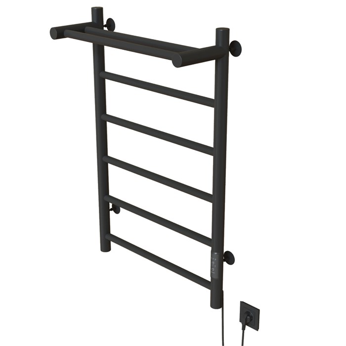 Полотенцесушитель MIXLINE VEGA  80х50 (таймер, 318Вт, 5 перекладин + ПОЛКА) электрический ГРАФИТ ML-557654