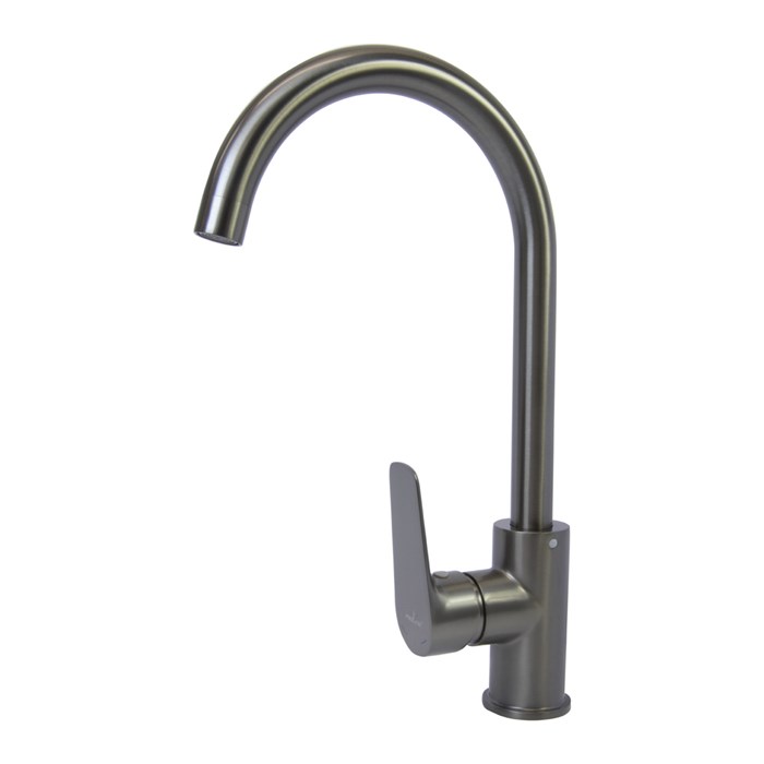 Смеситель для кухни 35k MIXLINE ML14-032GR высокий излив б/отв боковая п/гайку ГРАФИТ (без подводки) ML14-032GR