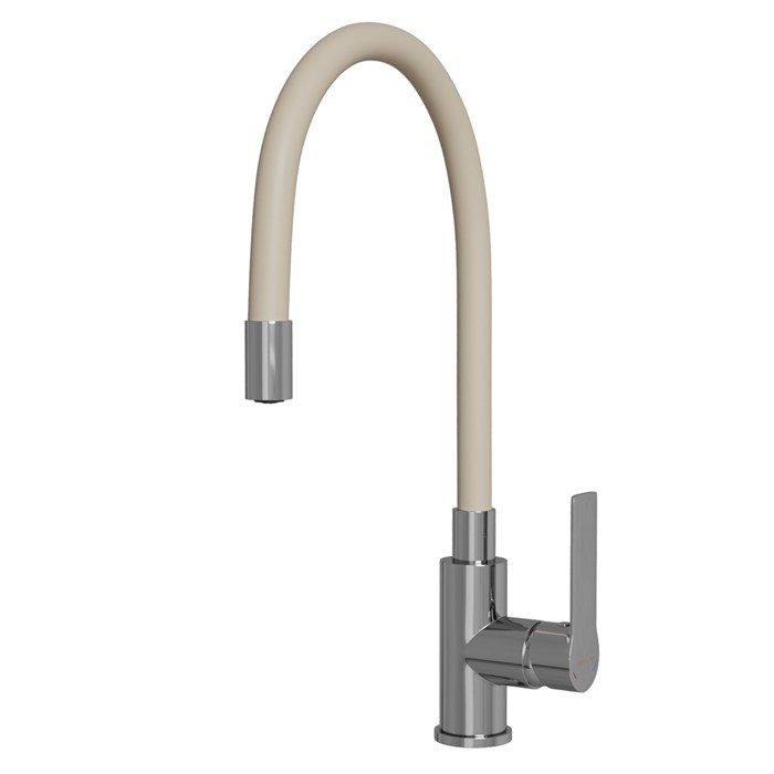 Смеситель для кухни 35к MIXLINE ML35-095 гибкий излив, б/отв, боковая, бежевый ML35-095