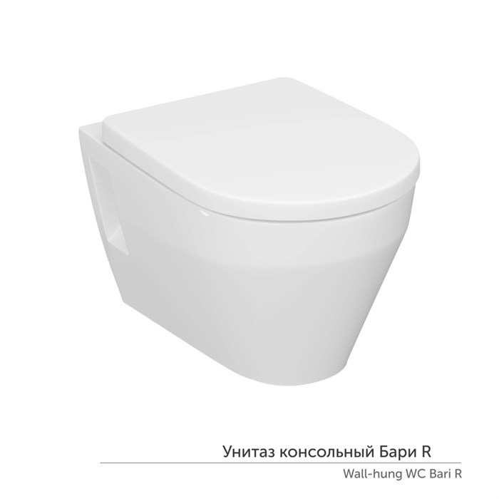 Унитаз подвесной "Бари" ЖС  безободковый сиденье дюропласт КЕРАМИН 81570