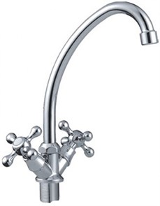 Смеситель для кухни 1/2 кер F4008-2 FRAP КРЕСТ (выс.пов.излив, п/гайку, хром, силумин) F4008-2