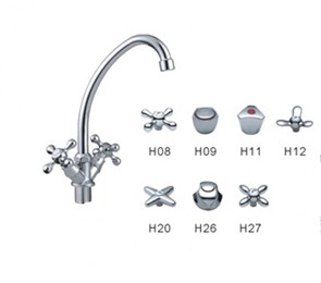 Смеситель для кухни 1/2 кер F4009-2 FRAP ПЕНТА (выс.пов.излив, п/гайку.ю хром, силумин) F4009-2