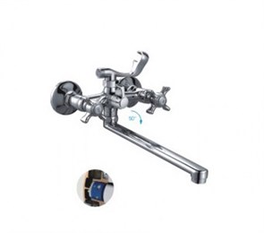 Смеситель для ванны и раковины 1/2 кер F2124 FRAP картриджн перекл (L излив, хром, латунь) F2124