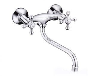 Смеситель для кухни настенный 1/2 кер F4608 FRAP Крест (нижний пов.излив, ХРОМ, силумин) F4608