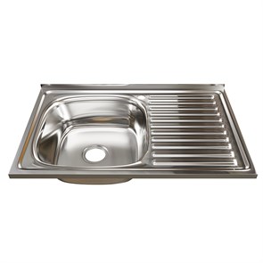 Мойка 80х50 (0,8) лев вып 3 1/2 MIXLINE 18см с сифоном 528177