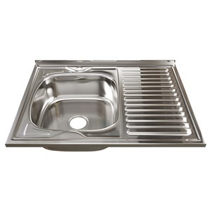 Мойка 80х60 (0,8) лев вып 3 1/2 MIXLINE 18см с сифоном 528180