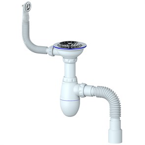 Сифон 3 1/2*40 B426 с круглым переливом, с гофрой 40*40*50  UNICORN (винт, шток, ручка - латунь) B426