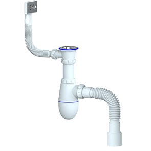 Сифон 1 1/2*40 B422 с прямоуг. переливом, с гофрой 40*40*50  UNICORN B422