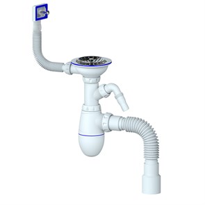 Сифон 3 1/2*40 B435V с прямоуг. перел, с носиком, с гофрой 40*40*50 UNICORN(винт,шток,руч -латунь) B435V