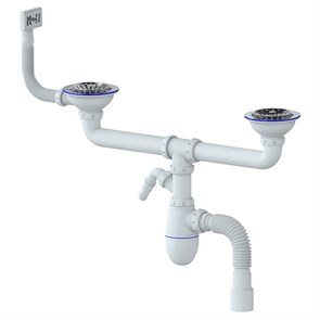 Сифон 3 1/2*40 B730V двойн. нос, с прямоуг перел. с гофрой 40*40/50UNICORN (винт,шток,ручка- латунь) B730V