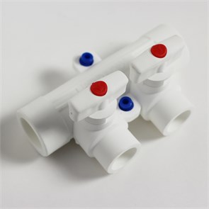 Коллектор 25х20 с 2-мя кранами PRO AQUA БЕЛЫЙ PA6710208P