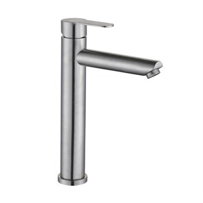 Смеситель для раковины 35к F10801-2 FRAP (высокий, литой, п/гайку, САТИН, нерж.сталь) F10801-2