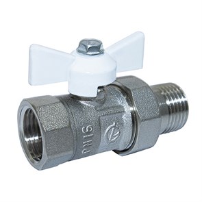 Кран шаровой со сгоном 1/2''  бабочка белая 11б27п1 Практик  132 ГАЛЛОП никель 0114005