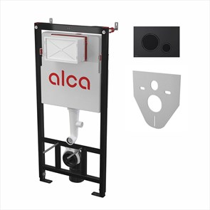 Комплект системы инсталляции Alcadrain для под. унитаза AM101/1120-4в1 RU M678-0001 (кнопка черная) AM101/1120-4:1 RU(VE)M678-0001