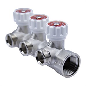 Коллектор 1''x3/4'' (евроконус) с регулировочными вентилями для подачи водоснабжения VALTEC (3 вых) VTc.570.NE.0603