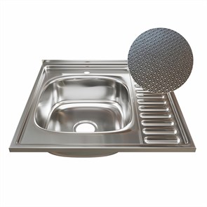 Мойка 60х60 (0,6) лев вып 3 1/2 MIXLINE 16см  с сифоном ДЕКОР 555230