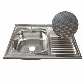 Мойка 80х60 (0,6) лев вып 3 1/2 MIXLINE 16см  с сифоном ДЕКОР 555234