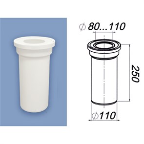 Труба фановая прямая 110  L250 Т110.00.00 Уклад Т110.00.00