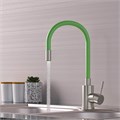 Смеситель для кухни 35k MIXLINE MLSS-0325 ЗЕЛЕНЫЙ гибкий силиконовый излив, п/гайку САТИН MLSS-0325 Зеленый