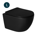 Унитаз подвесной безободковый WAVE ROUND сид. дюропласт, м/л, быстр, ЧЕРНЫЙ матовый (L) 550500