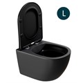 Унитаз подвесной безободковый WAVE ROUND сид. дюропласт, м/л, быстр, ЧЕРНЫЙ матовый (L) 550500