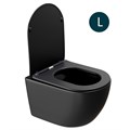 Унитаз подвесной безободковый WAVE ROUND сид. дюропласт, м/л, быстр, ЧЕРНЫЙ матовый (L) 550500