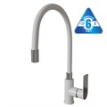 Смеситель для кухни 35к MIXLINE ML33-098 "City White" гибкий излив, б/отв, боковая ручка БЕЛЫЙ/ХРОМ ML33-098