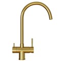Смеситель для кухни 35k MIXLINE MLSS-0326G трубчатый излив, подкл.к фильтру, п/гайку ЗОЛОТО MLSS-0326G