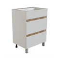 Тумба д/ванной "БРИКС-50" 2 ящика белый/дуб вотан под рак."Breeze 50" мебельный (Sanita Luxe) (ПВХ) 556808