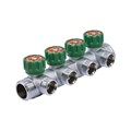 Коллектор 1''x3/4'' (евроконус) с регулировочными вентилями для подачи водоснабжения VRT (4 вых) 80986