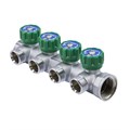 Коллектор 1''x3/4'' (евроконус) с регулировочными вентилями для подачи водоснабжения VRT (4 вых) 80986